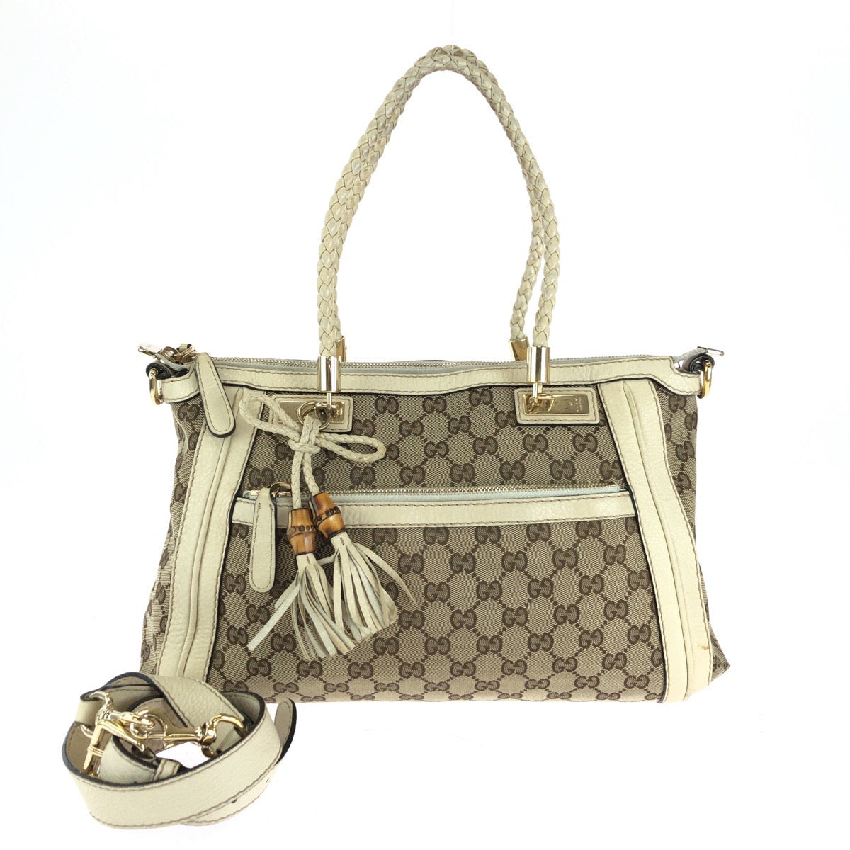 GUCCI Shoulder Bag 282300 GG canvas Beige Ivory Gold Metal Shoulder Bag Handbag 2way Bella Women Used