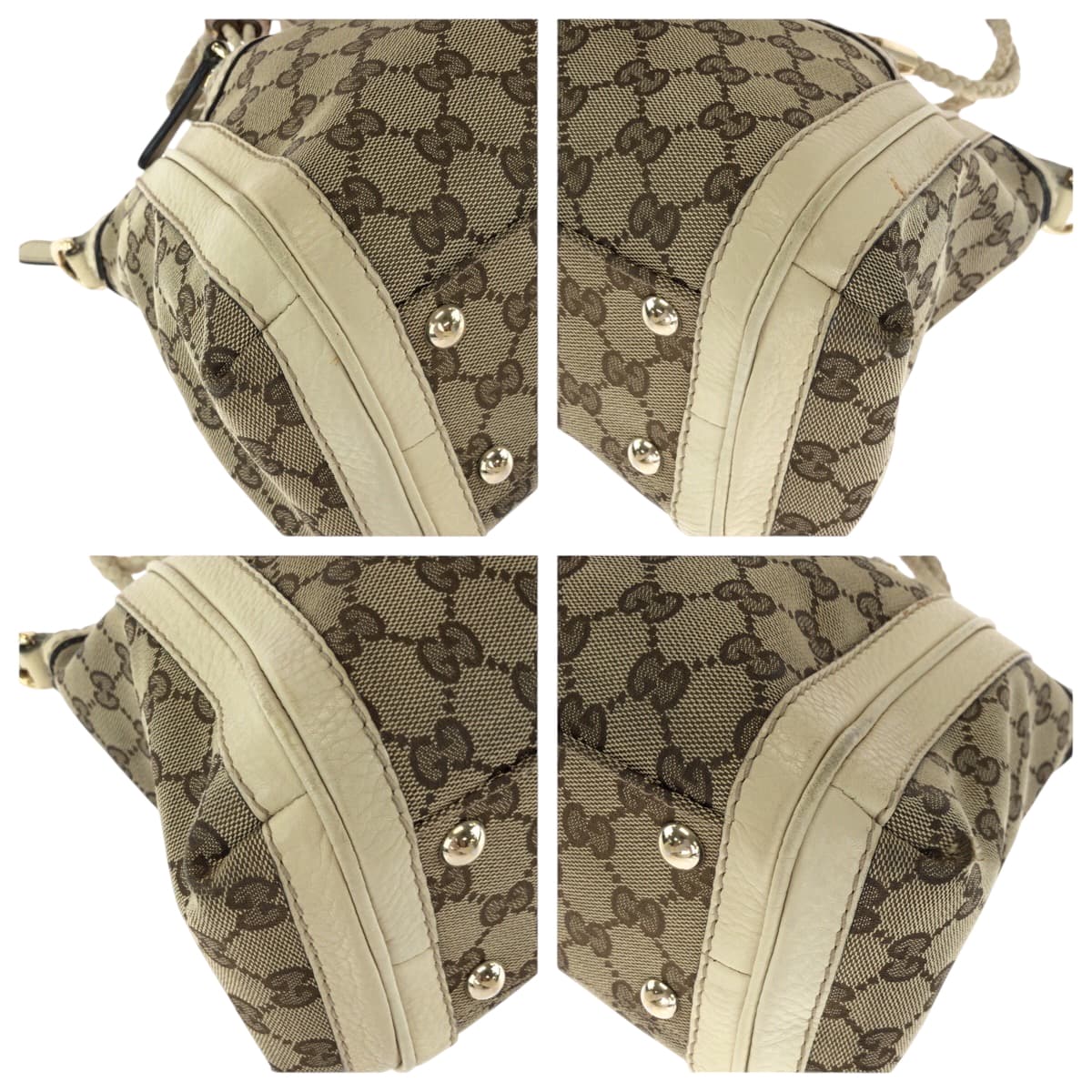 GUCCI Shoulder Bag 282300 GG canvas Beige Ivory Gold Metal Shoulder Bag Handbag 2way Bella Women Used