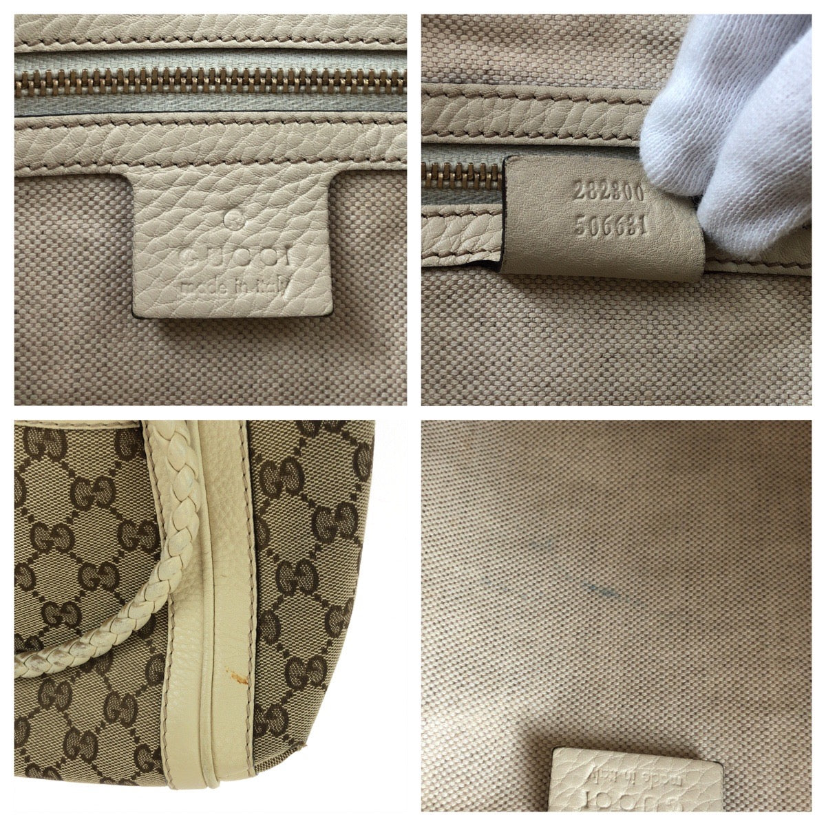 GUCCI Shoulder Bag 282300 GG canvas Beige Ivory Gold Metal Shoulder Bag Handbag 2way Bella Women Used