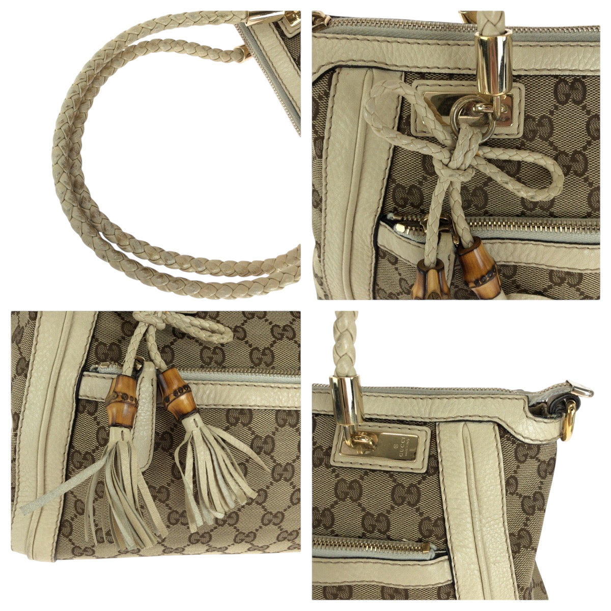 GUCCI Shoulder Bag 282300 GG canvas Beige Ivory Gold Metal Shoulder Bag Handbag 2way Bella Women Used