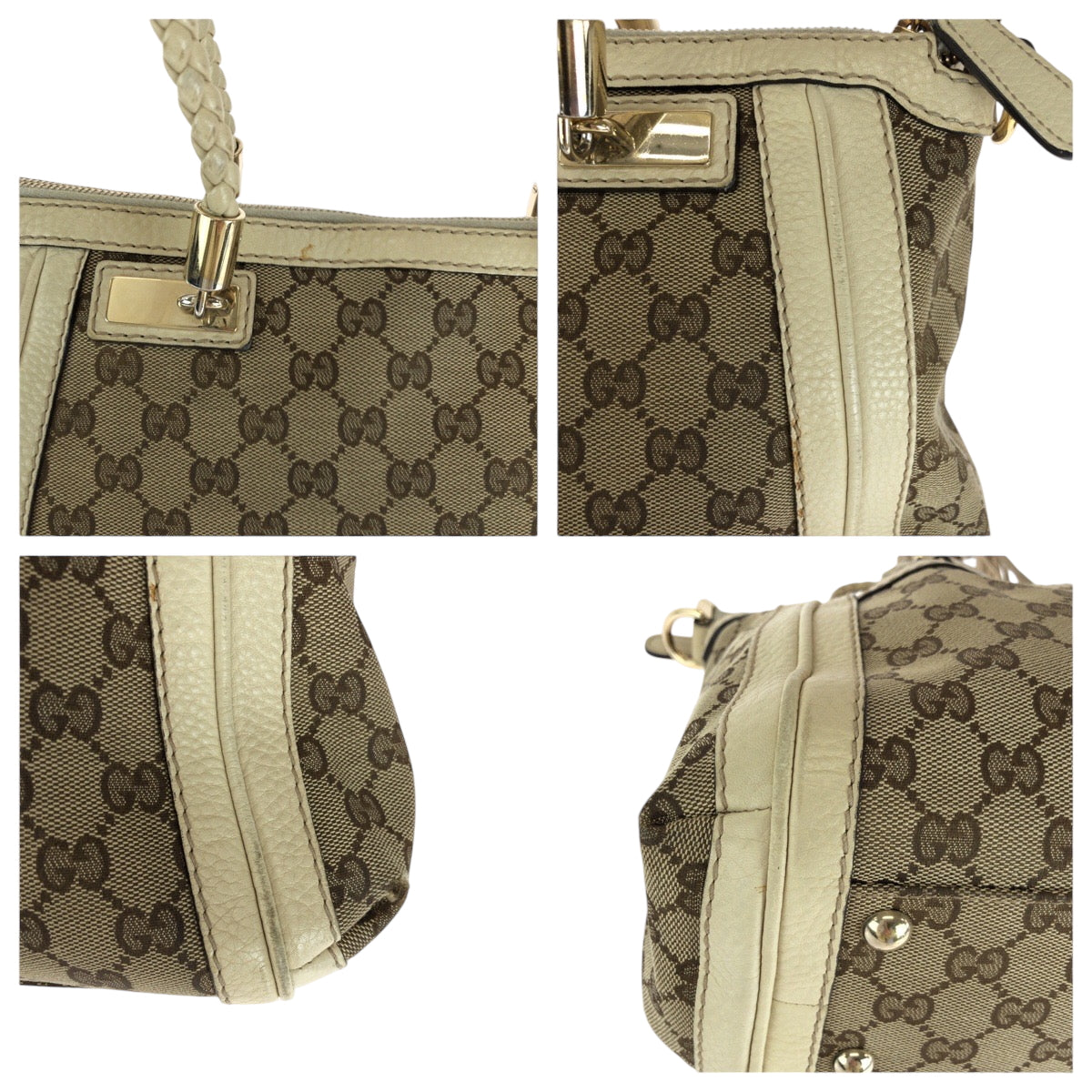 GUCCI Shoulder Bag 282300 GG canvas Beige Ivory Gold Metal Shoulder Bag Handbag 2way Bella Women Used