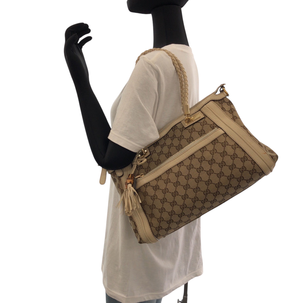 GUCCI Shoulder Bag 282300 GG canvas Beige Ivory Gold Metal Shoulder Bag Handbag 2way Bella Women Used
