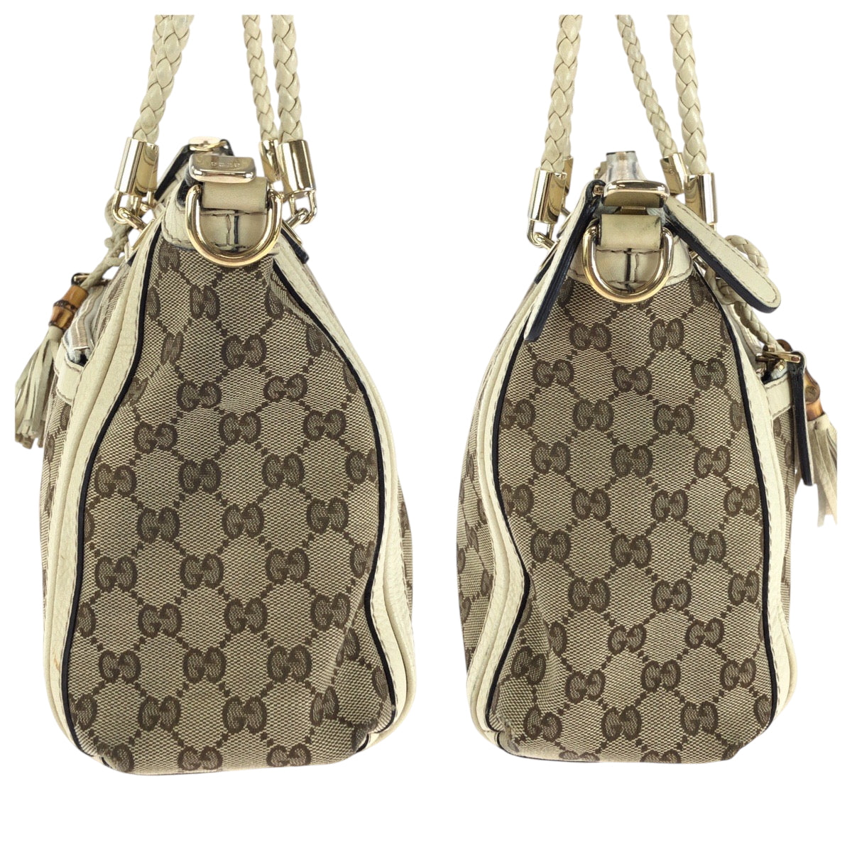 GUCCI Shoulder Bag 282300 GG canvas Beige Ivory Gold Metal Shoulder Bag Handbag 2way Bella Women Used