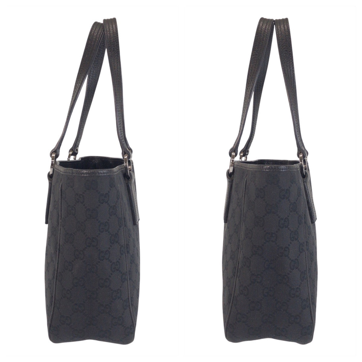 GUCCI Tote Bag 113019 GG canvas, leather Black black Tote Bag Shoulder Bag Women Used