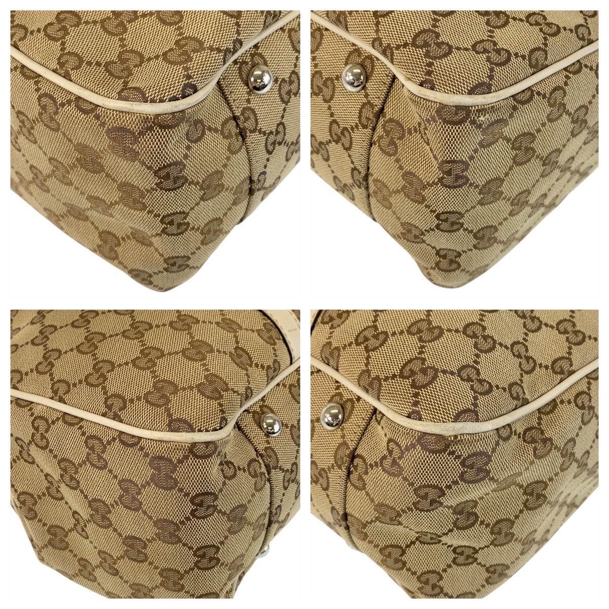 GUCCI Tote Bag 232956 GG canvas, leather beige Tote Bag Shoulder Bag Women Used