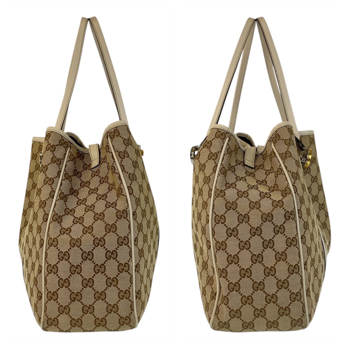 GUCCI Tote Bag 232956 GG canvas, leather beige Tote Bag Shoulder Bag Women Used