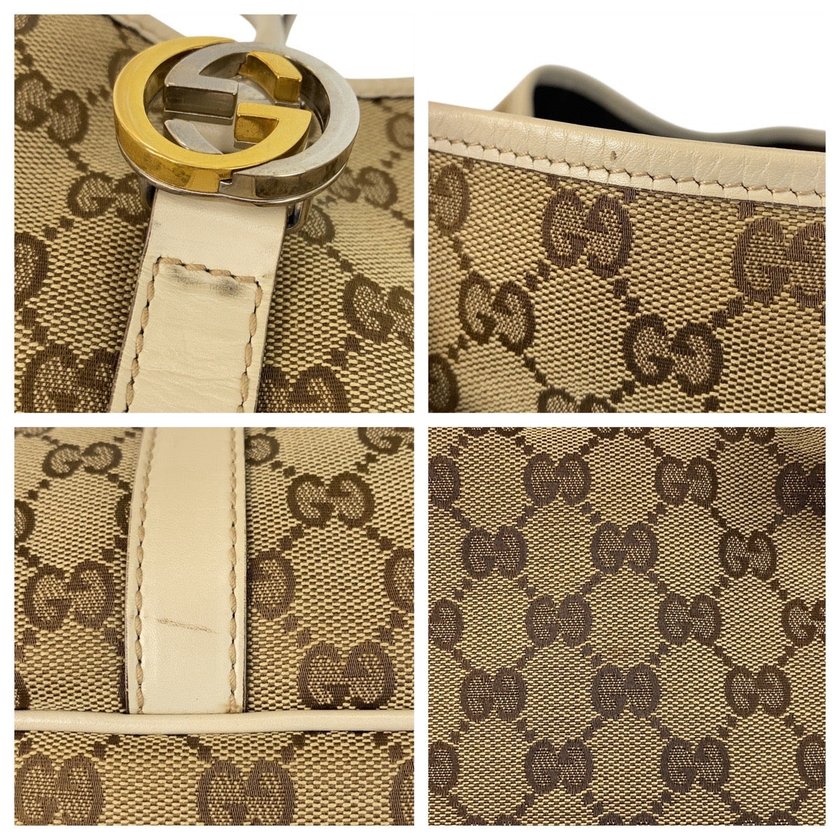 GUCCI Tote Bag 232956 GG canvas, leather beige Tote Bag Shoulder Bag Women Used