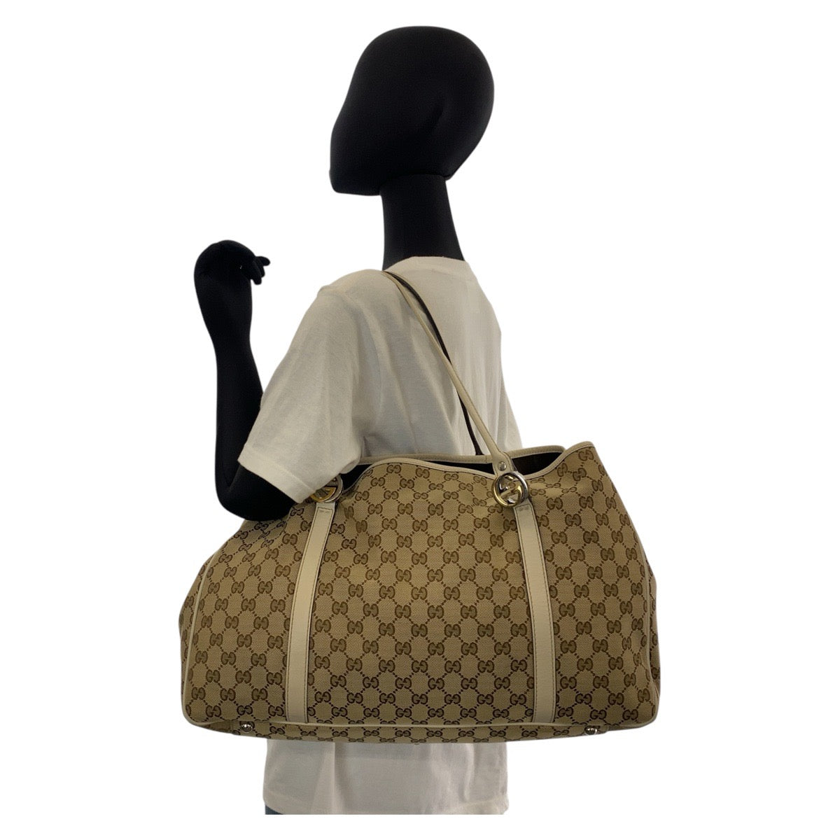 GUCCI Tote Bag 232956 GG canvas, leather beige Tote Bag Shoulder Bag Women Used