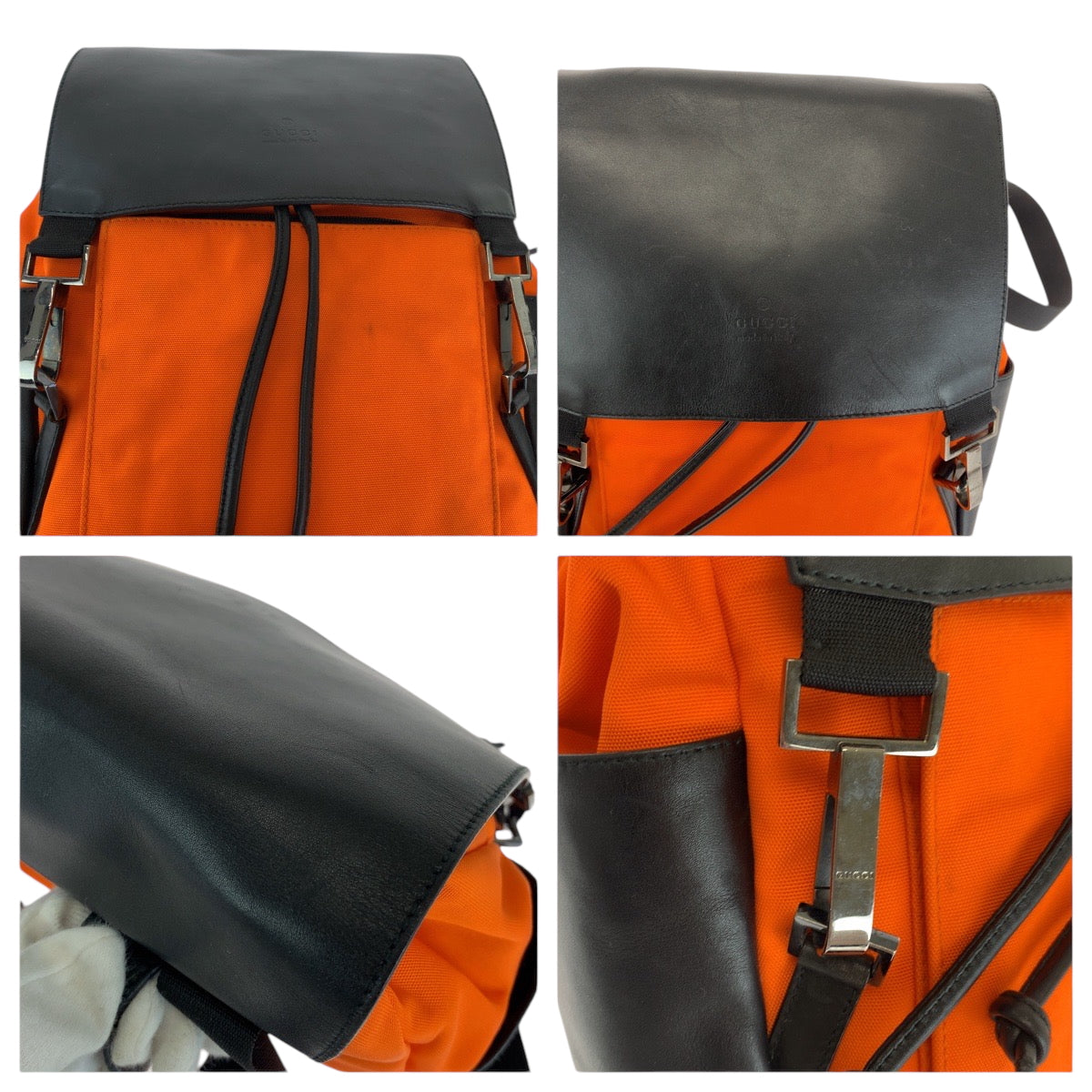GUCCI Backpack 003 0233 Nylon, Leather Orange Black SilverMetal Backpack Backpack Women Used