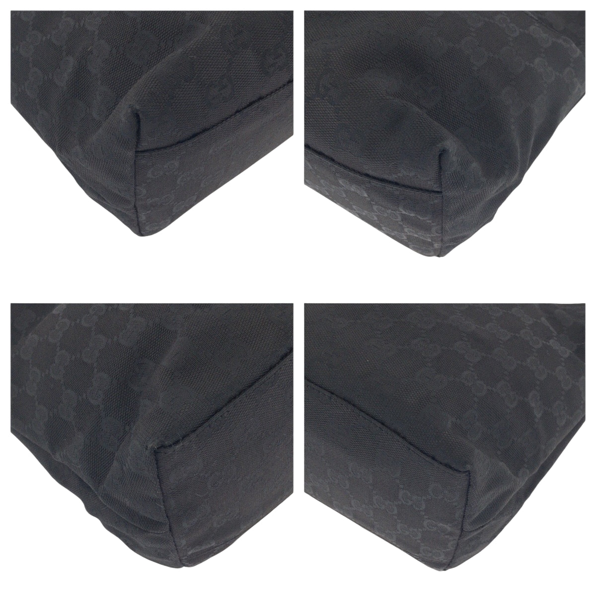 GUCCI Shoulder Bag 001 3386 GG canvas Black SilverMetal Hobo One Shoulder Bag Women Used