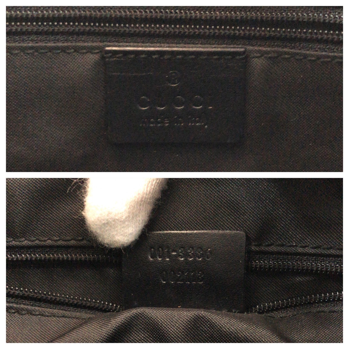 GUCCI Shoulder Bag 001 3386 GG canvas Black SilverMetal Hobo One Shoulder Bag Women Used