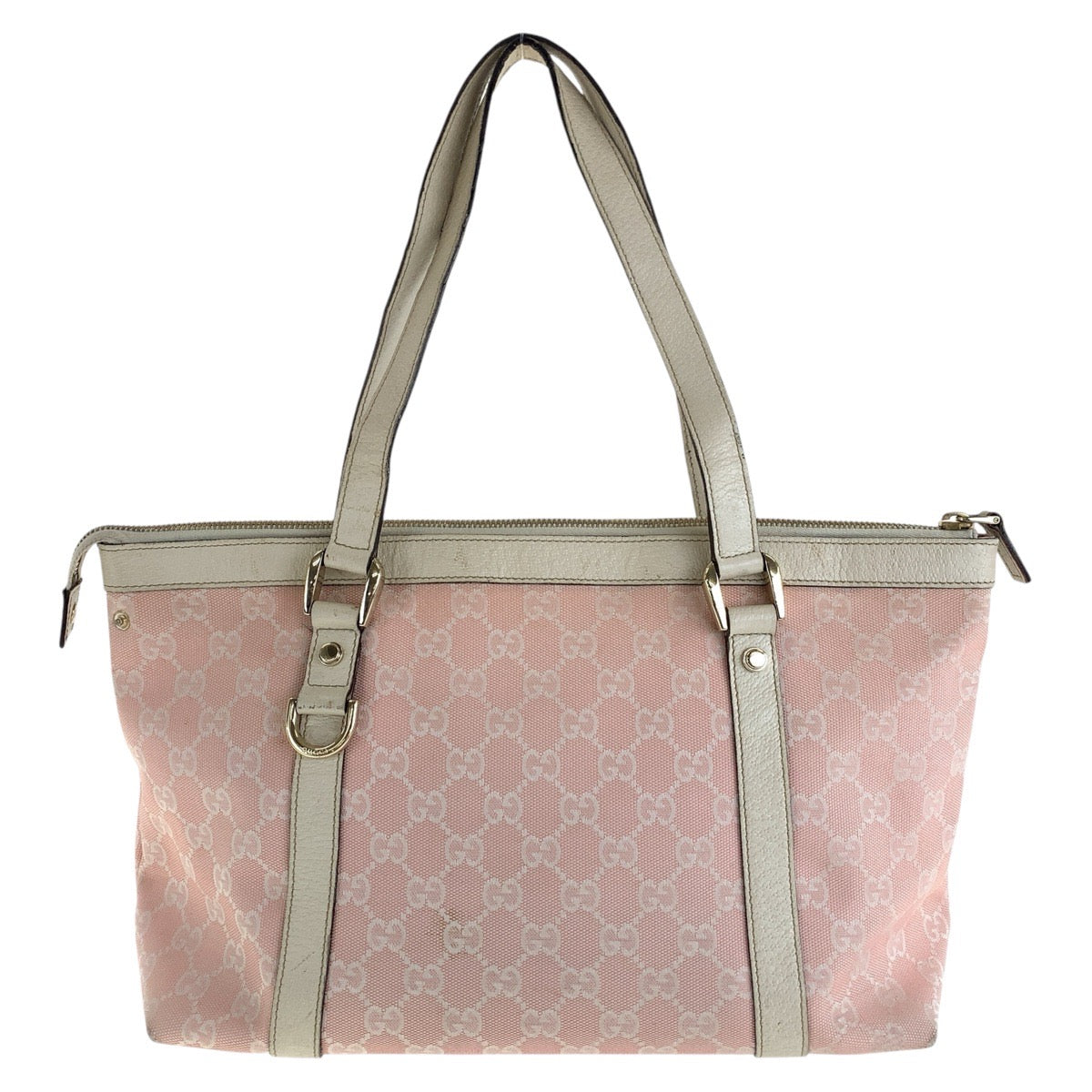 GUCCI Tote Bag 141470 GG canvas, leather Pink White Gold Metal Tote Bag Shoulder Bag Women Used