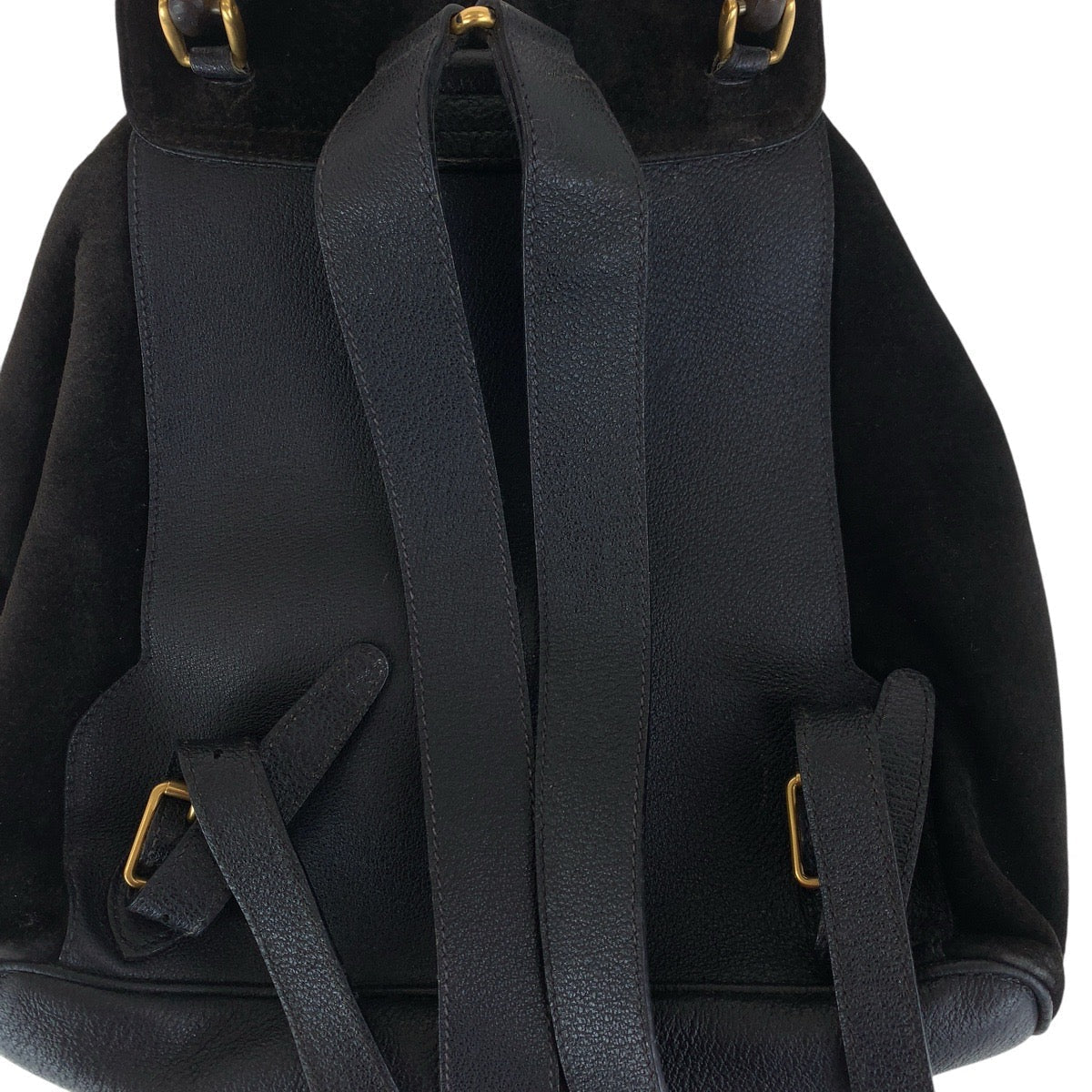 GUCCI Backpack 003 2058 0016 Suede, Leather Black Gold Metal Backpacks & Daypacks Backpacks Bamboo Women Used