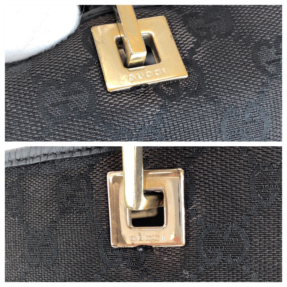 GUCCI Tote Bag 002 1098 GG canvas, leather Black GoldMetal Tote Bag Shoulder Bag Women Used