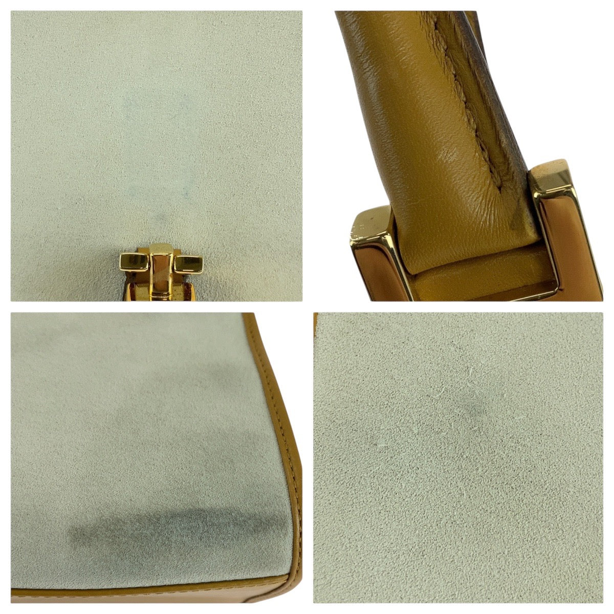 GUCCI Shoulder Bag 002 1068 Suede, Leather Gray Camel Gold Metal Jackie Women Used