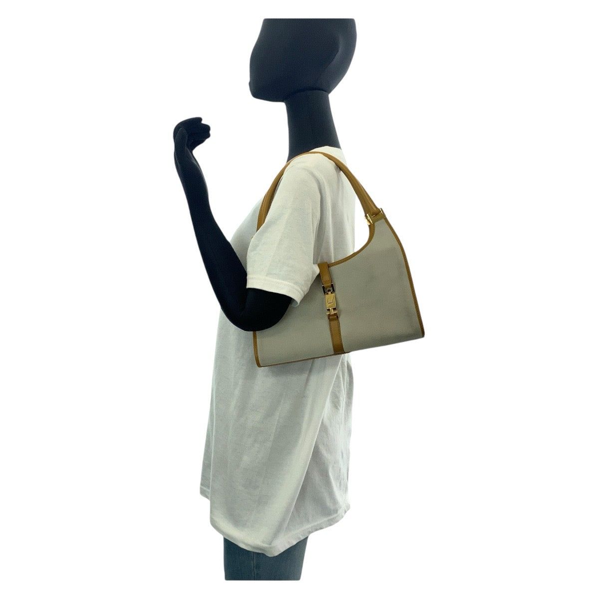 GUCCI Shoulder Bag 002 1068 Suede, Leather Gray Camel Gold Metal Jackie Women Used