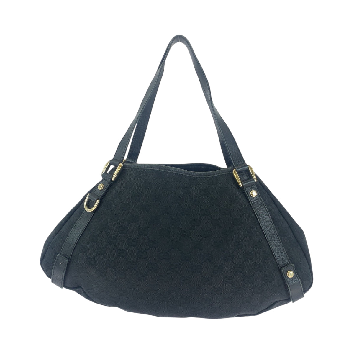GUCCI Tote Bag 130736 GG canvas Black GoldMetal Tote Bag Shoulder Bag Women Used