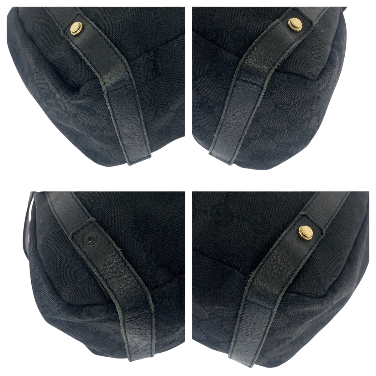 GUCCI Tote Bag 130736 GG canvas Black GoldMetal Tote Bag Shoulder Bag Women Used