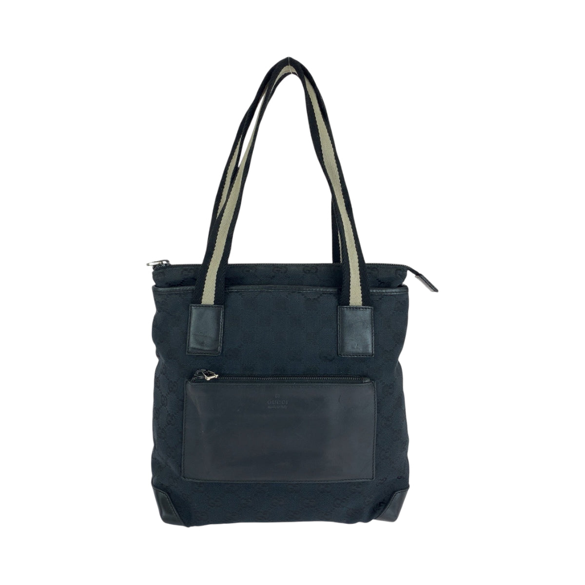 GUCCI Tote Bag 019 0402 GG canvas Black Beige SilverMetal Tote Bag Shoulder Bag Women Used