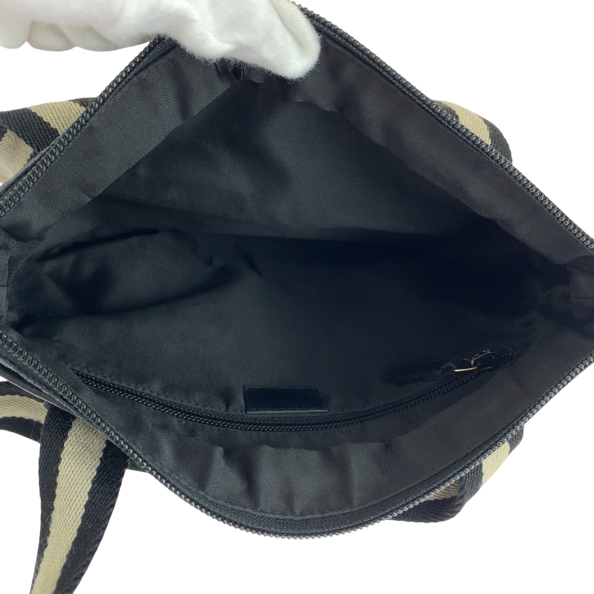 GUCCI Tote Bag 019 0402 GG canvas Black Beige SilverMetal Tote Bag Shoulder Bag Women Used