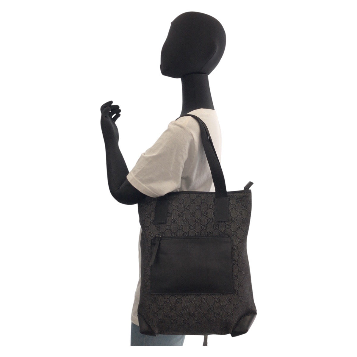 GUCCI Tote Bag 28892 GG canvas, leather Black black Tote Bag Shoulder Bag Women Used
