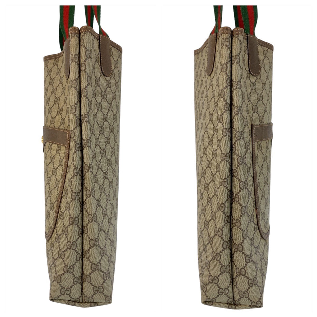 GUCCI Tote Bag 89 02 003 GG Supreme Canvas Brown Beige Gold Metal Tote Bag Shoulder Bag Sherry Line Old Gucci Women Used