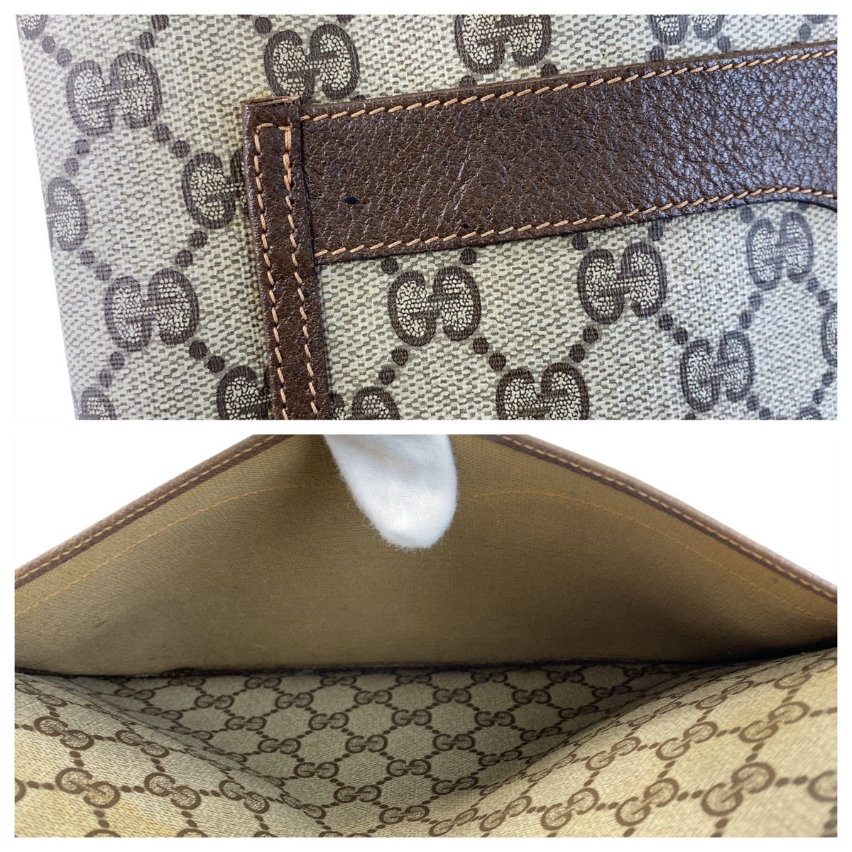 GUCCI Tote Bag 89 02 003 GG Supreme Canvas Brown Beige Gold Metal Tote Bag Shoulder Bag Sherry Line Old Gucci Women Used