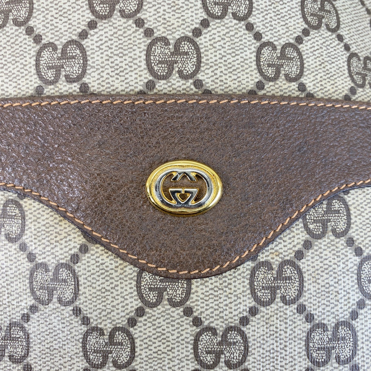 GUCCI Tote Bag 89 02 003 GG Supreme Canvas Brown Beige Gold Metal Tote Bag Shoulder Bag Sherry Line Old Gucci Women Used
