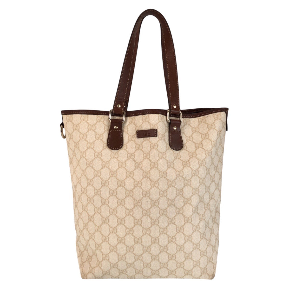 GUCCI Tote Bag 189896 GG Supreme canvas, leather Beige Ivory Brown Tote Bag Shoulder Bag Women Used