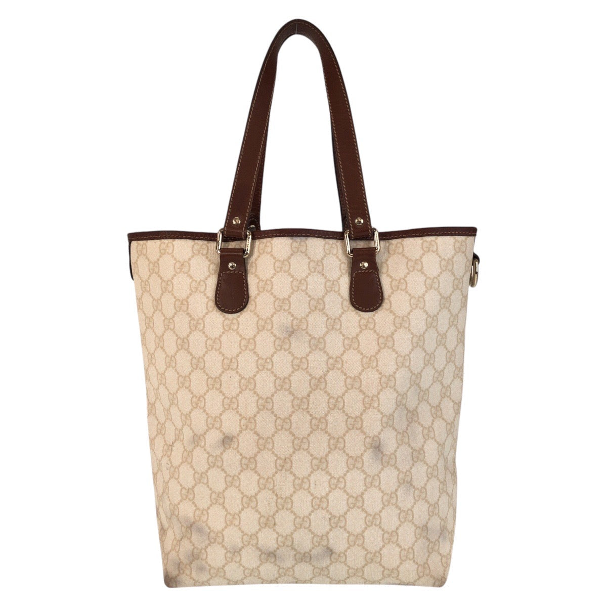 GUCCI Tote Bag 189896 GG Supreme canvas, leather Beige Ivory Brown Tote Bag Shoulder Bag Women Used