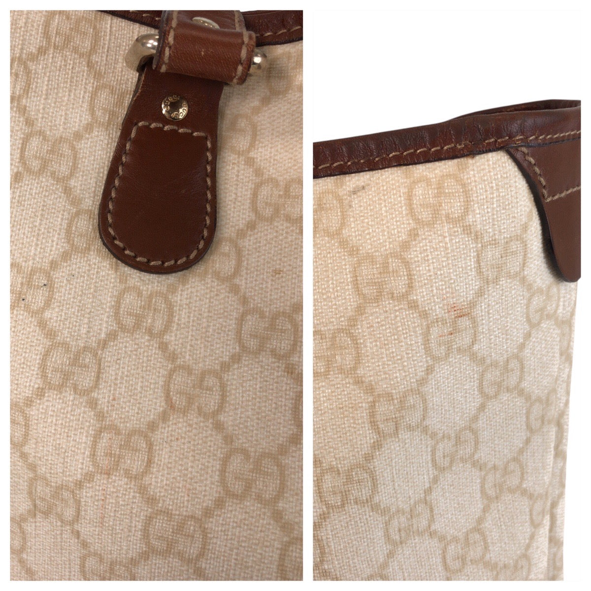 GUCCI Tote Bag 189896 GG Supreme canvas, leather Beige Ivory Brown Tote Bag Shoulder Bag Women Used