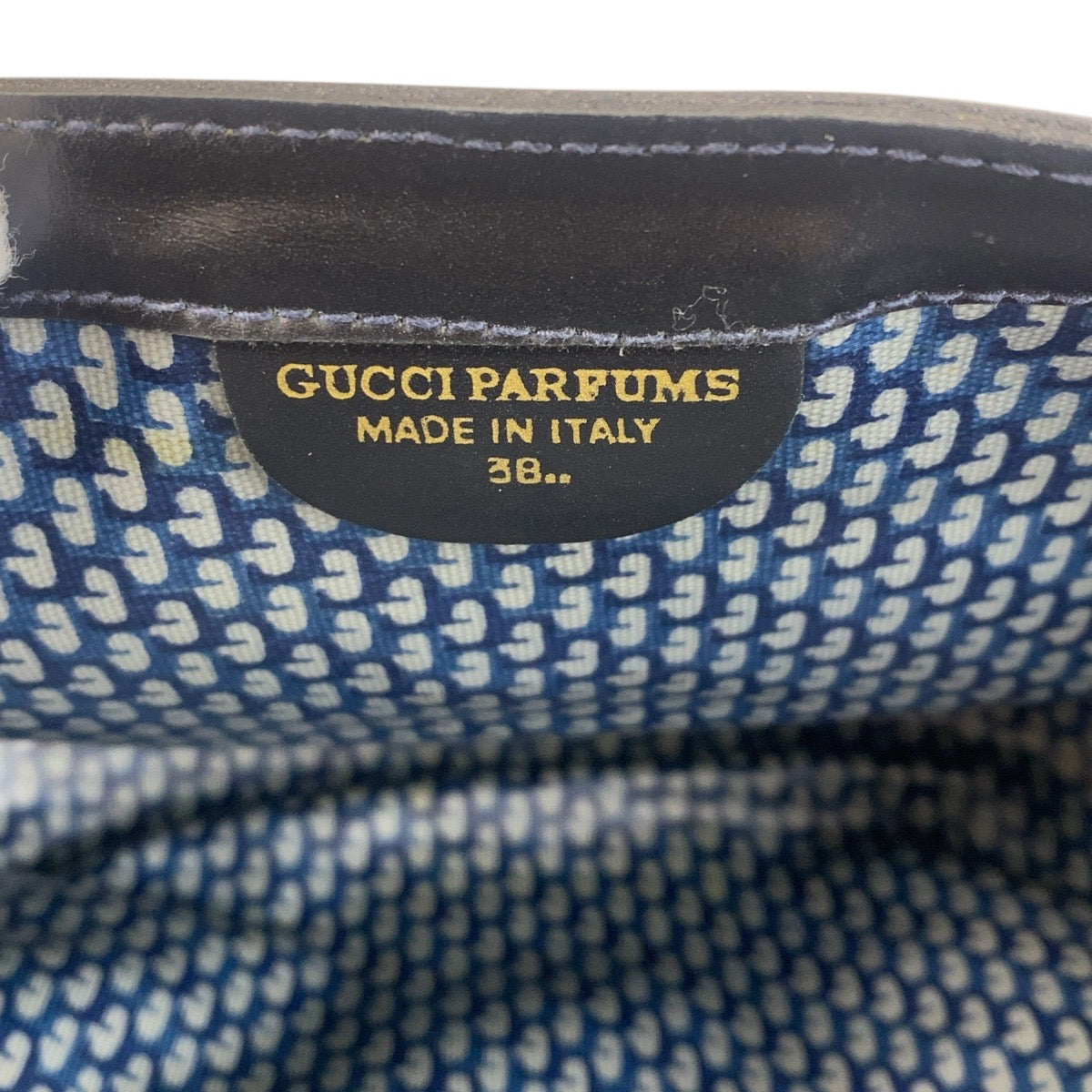 GUCCI Clutch bag Suede, Leather Navy Gold Metal Sherry line Women Used