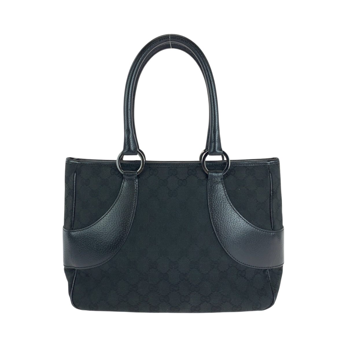 GUCCI Tote Bag 113011 GG canvas, leather Black SilverMetal Tote Bag Shoulder Bag Women Used