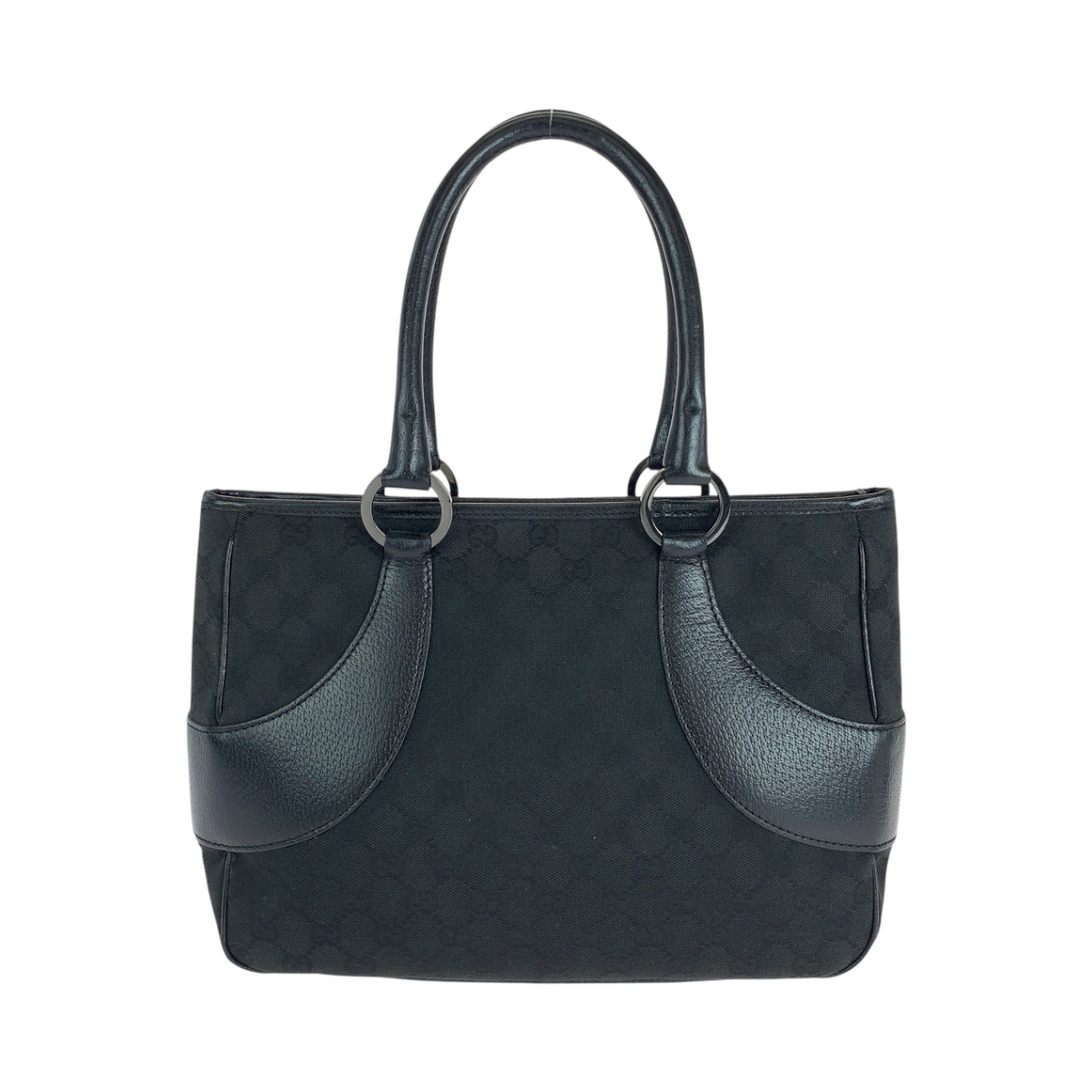 GUCCI Tote Bag 113011 GG canvas, leather Black SilverMetal Tote Bag Shoulder Bag Women Used