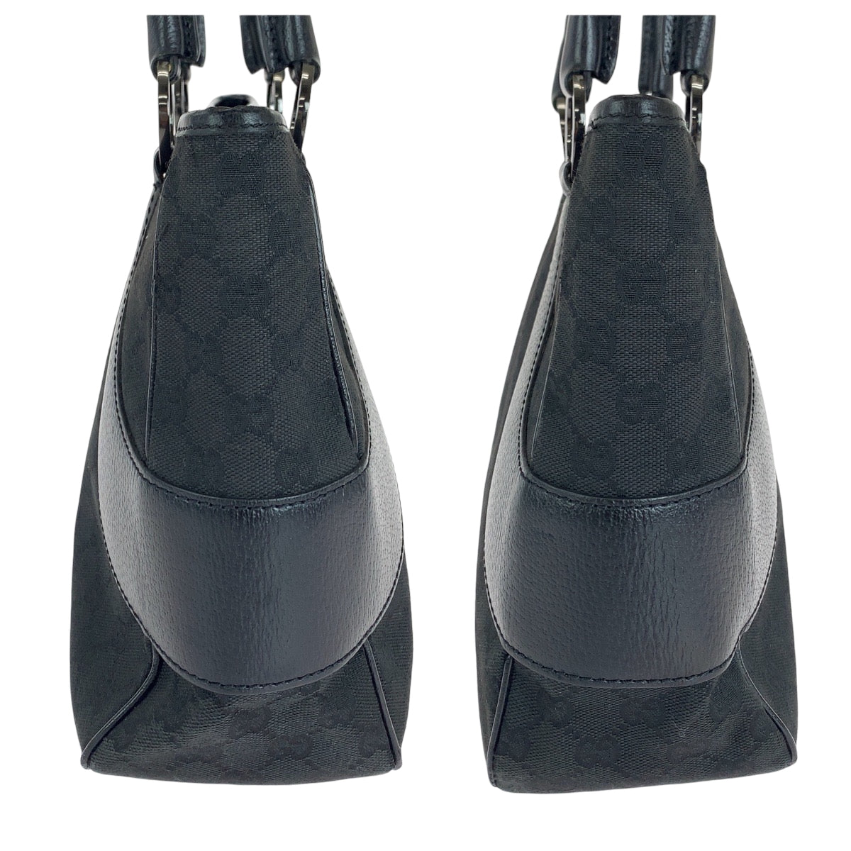 GUCCI Tote Bag 113011 GG canvas, leather Black SilverMetal Tote Bag Shoulder Bag Women Used