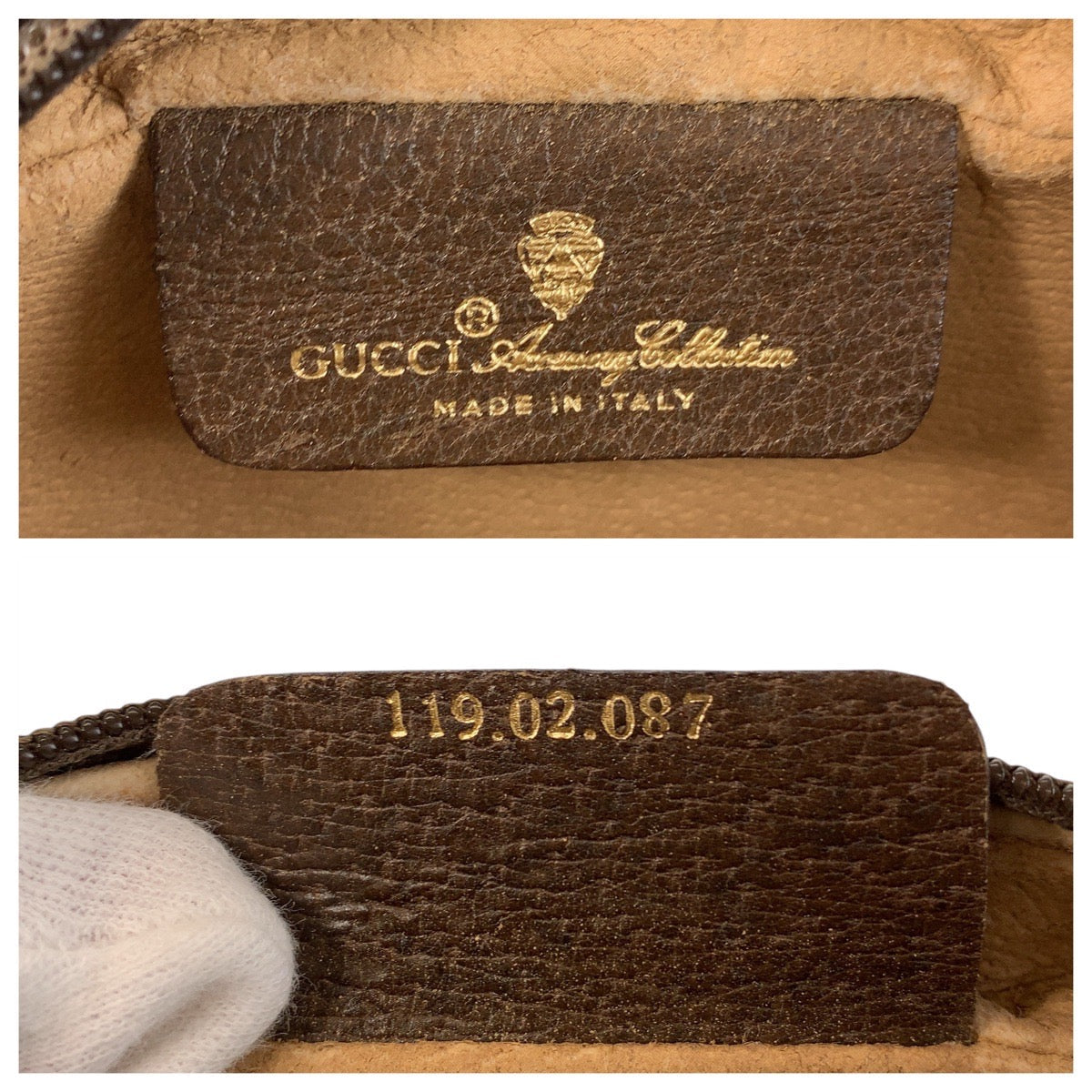 GUCCI Shoulder Bag 119 02 087 PVC, Leather Brown Beige Gold Metal Shoulder Bag pochette Sherry Line Old Gucci Women Used