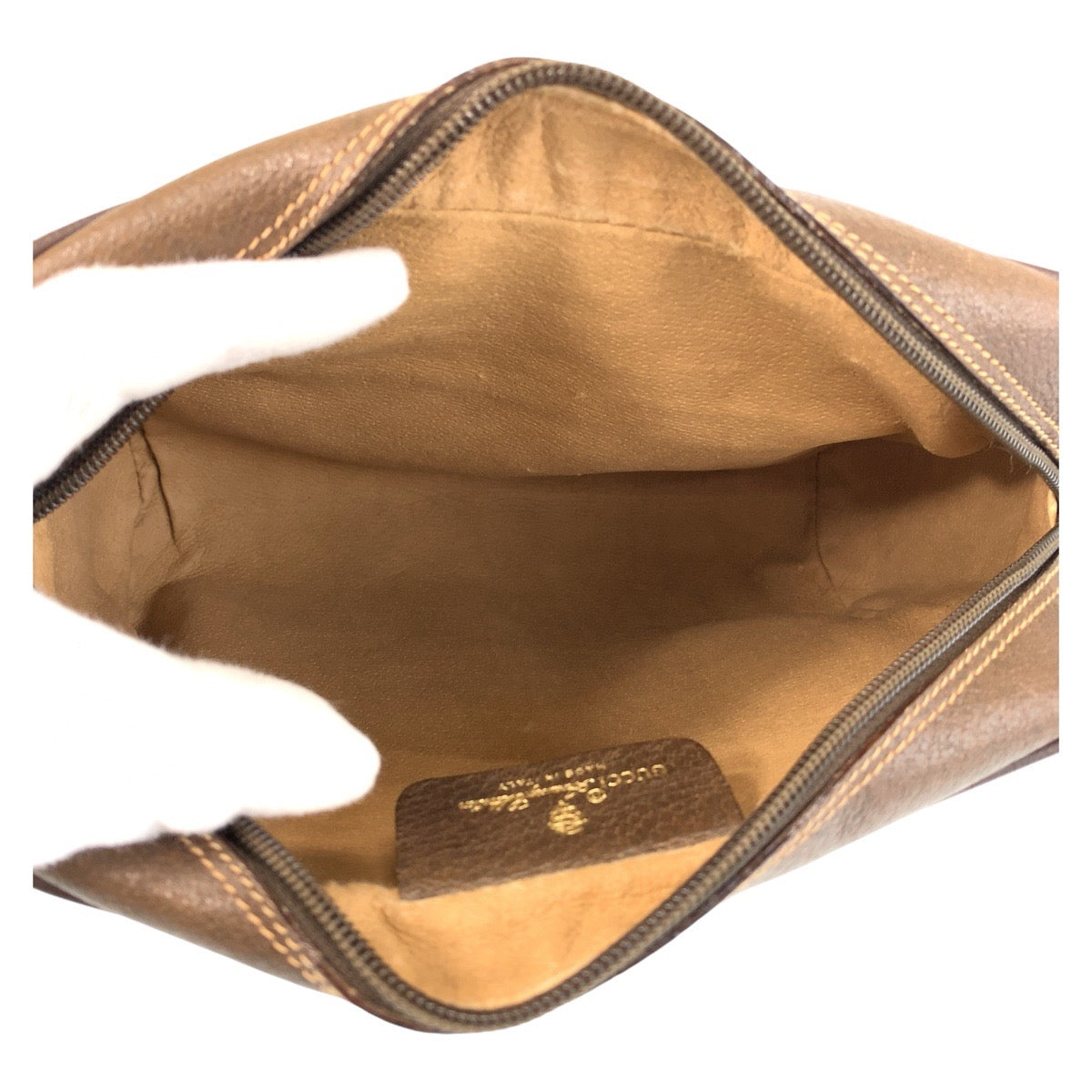 GUCCI Shoulder Bag 119 02 087 PVC, Leather Brown Beige Gold Metal Shoulder Bag pochette Sherry Line Old Gucci Women Used