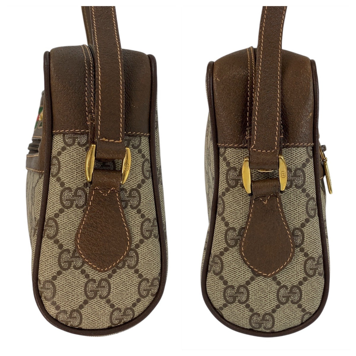 GUCCI Shoulder Bag 119 02 087 PVC, Leather Brown Beige Gold Metal Shoulder Bag pochette Sherry Line Old Gucci Women Used