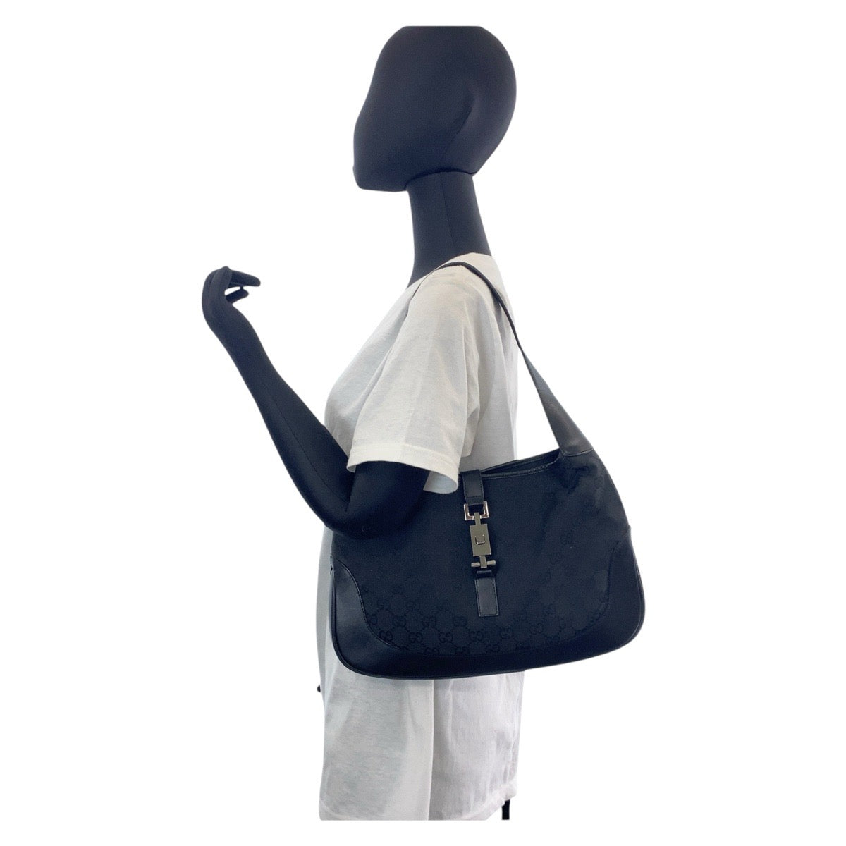 GUCCI Shoulder Bag 00963 GG canvas, leather black Jackie Women Used