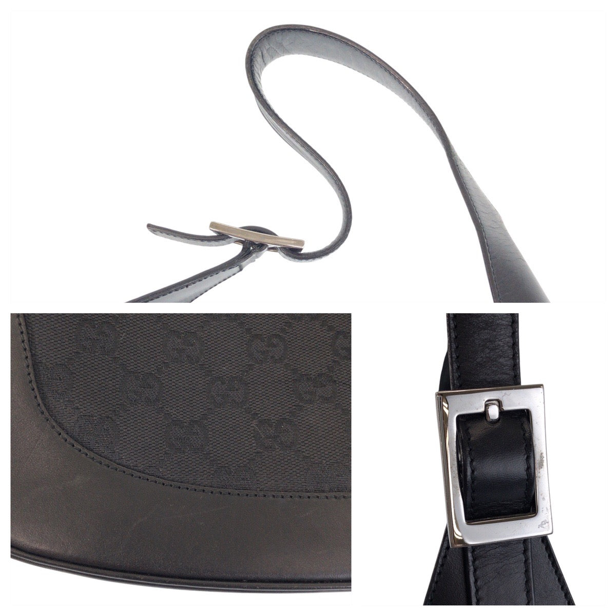 GUCCI Shoulder Bag 00963 GG canvas, leather black Jackie Women Used