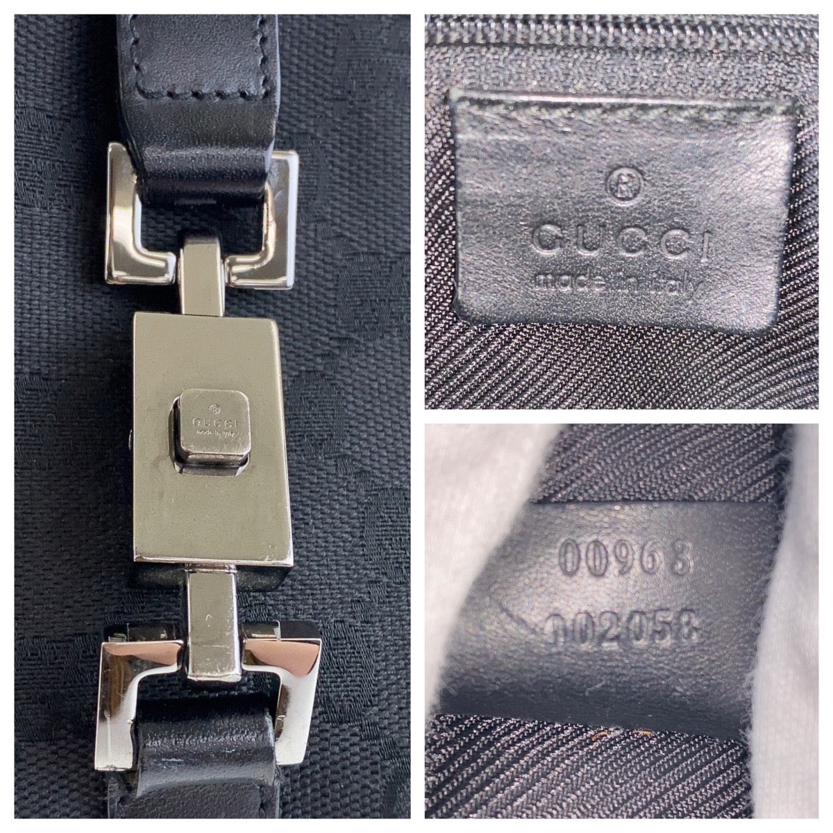 GUCCI Shoulder Bag 00963 GG canvas, leather black Jackie Women Used