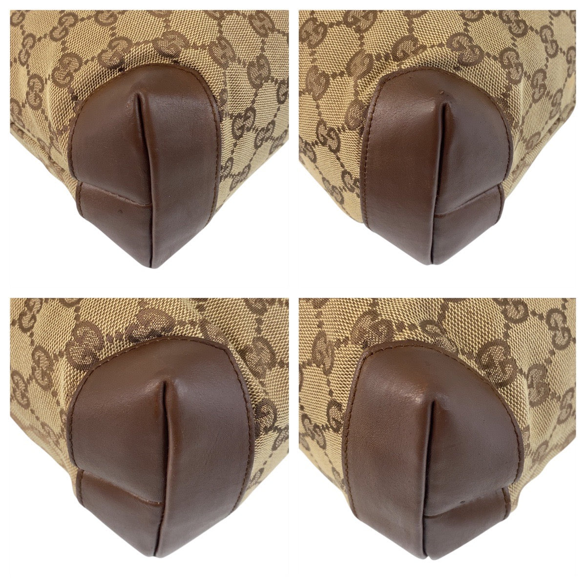 GUCCI Tote Bag 019 0402 GG canvas, leather Brown beige Tote Bag Shoulder Bag Women Used