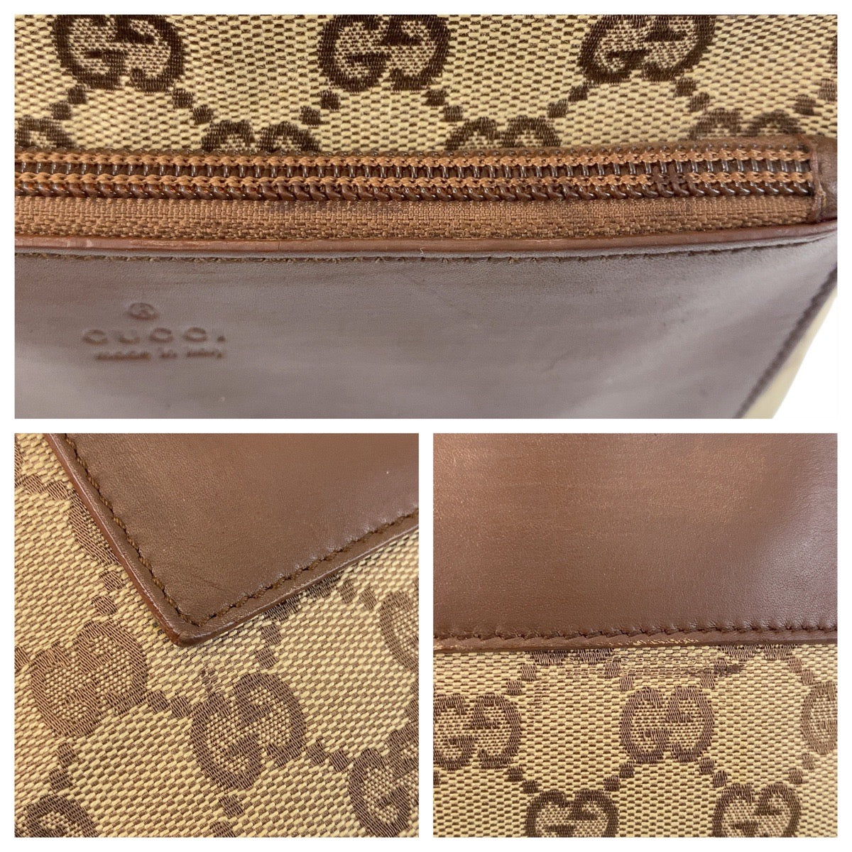 GUCCI Tote Bag 019 0402 GG canvas, leather Brown beige Tote Bag Shoulder Bag Women Used