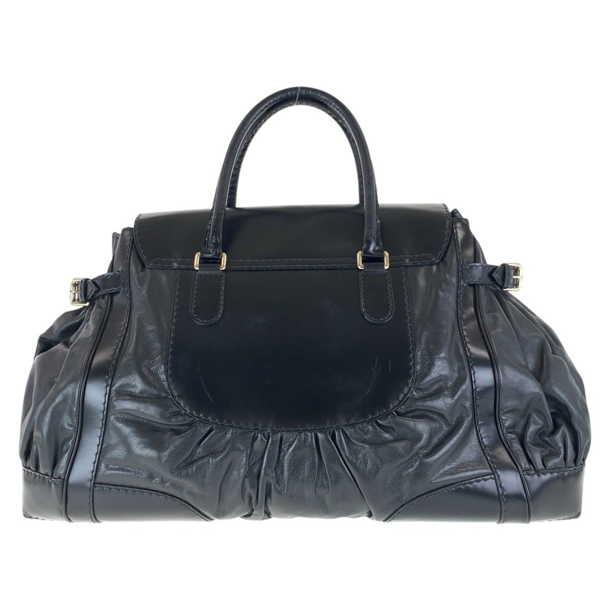 GUCCI Tote Bag 189881 leather Black GoldMetal Tote Bag handbag Queen Women Used