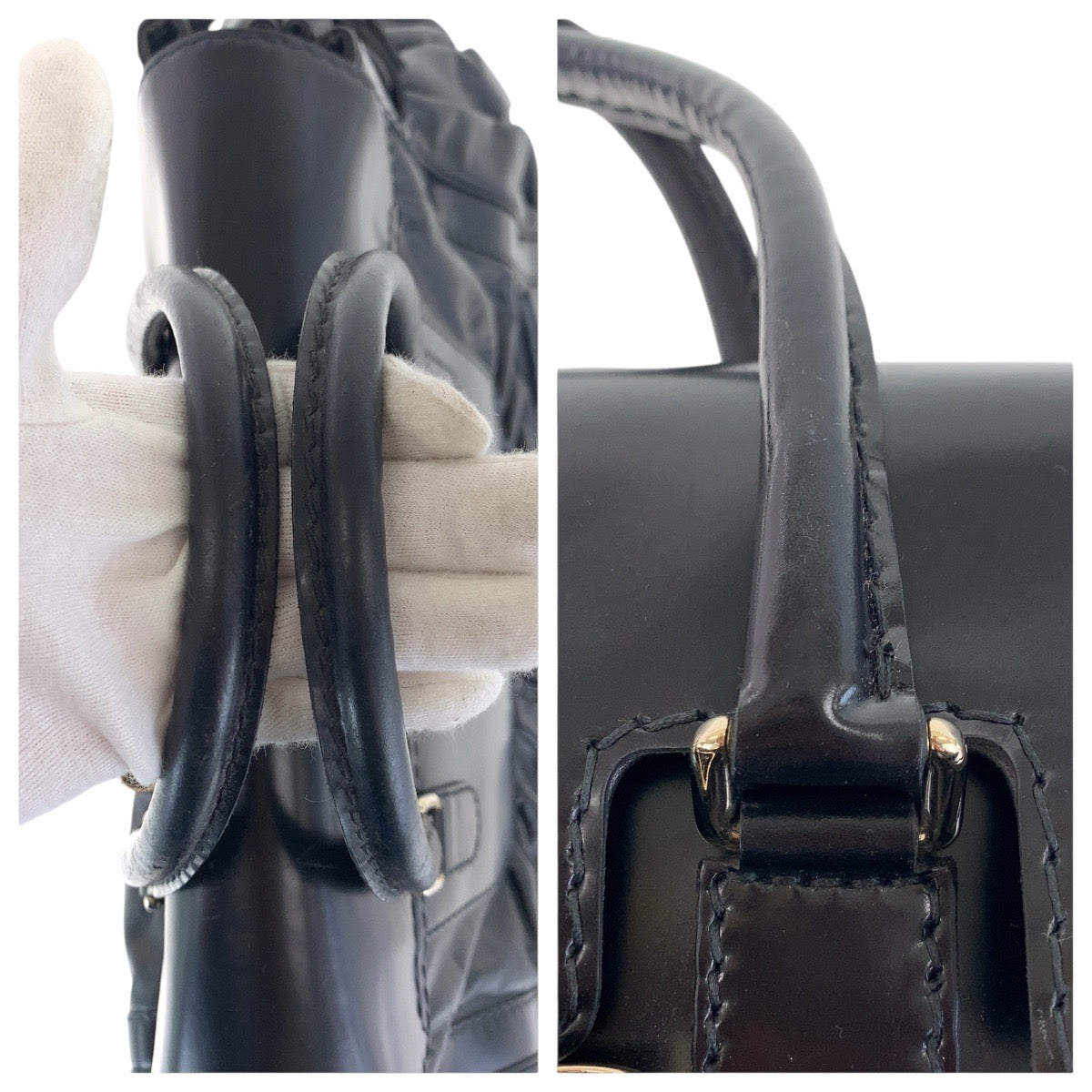 GUCCI Tote Bag 189881 leather Black GoldMetal Tote Bag handbag Queen Women Used