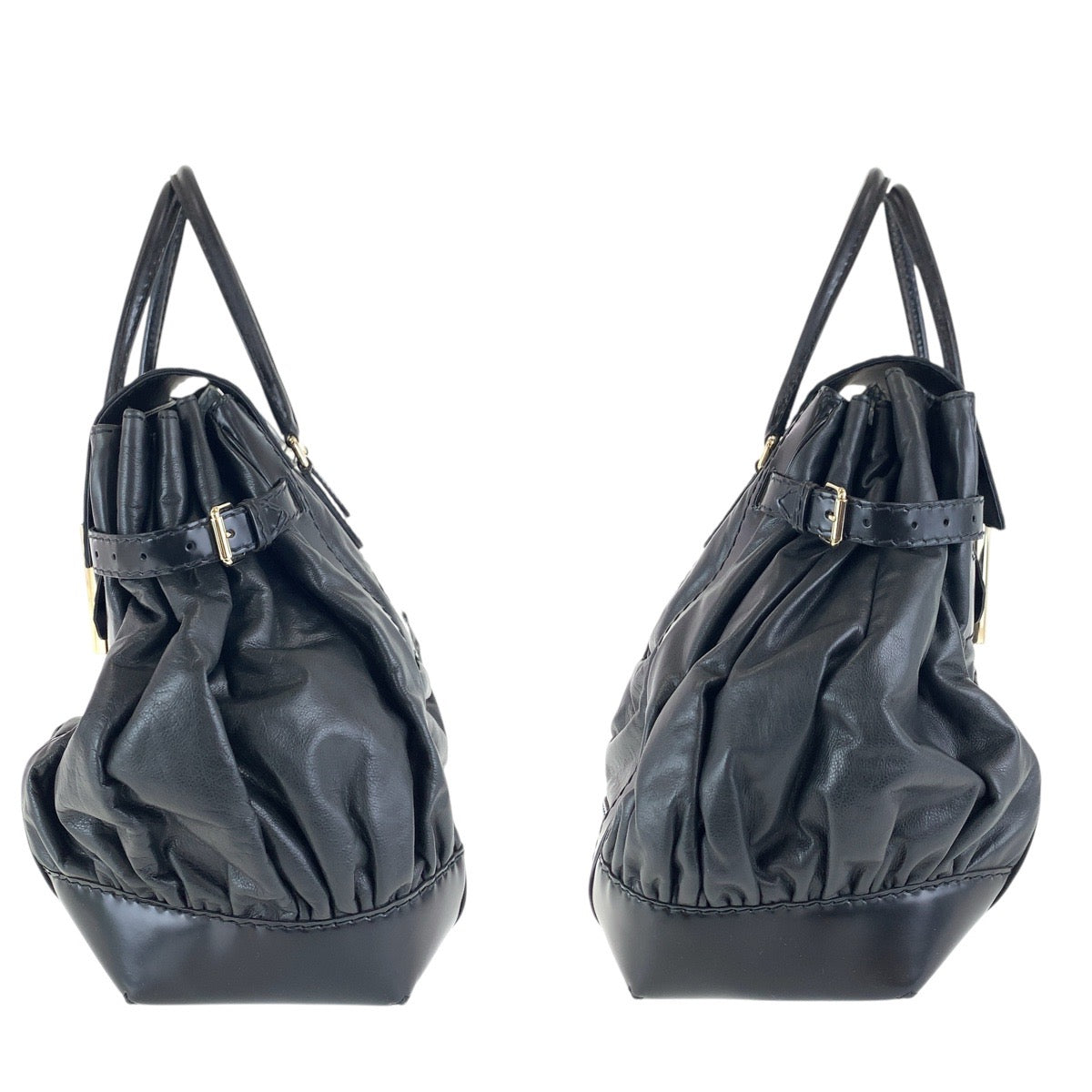 GUCCI Tote Bag 189881 leather Black GoldMetal Tote Bag handbag Queen Women Used