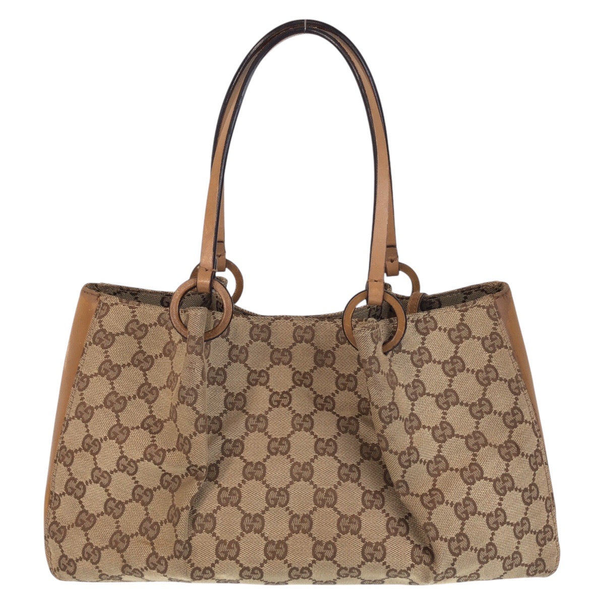 GUCCI Tote Bag 94898 GG canvas, leather Beige brown Tote Bag Shoulder Bag Women Used