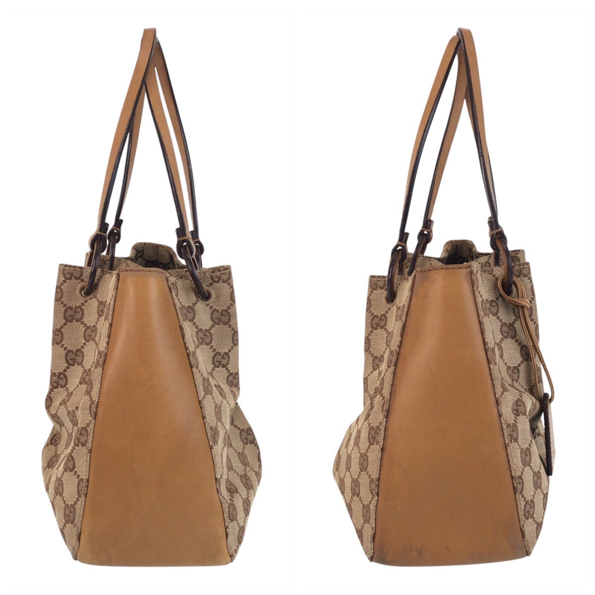 GUCCI Tote Bag 94898 GG canvas, leather Beige brown Tote Bag Shoulder Bag Women Used