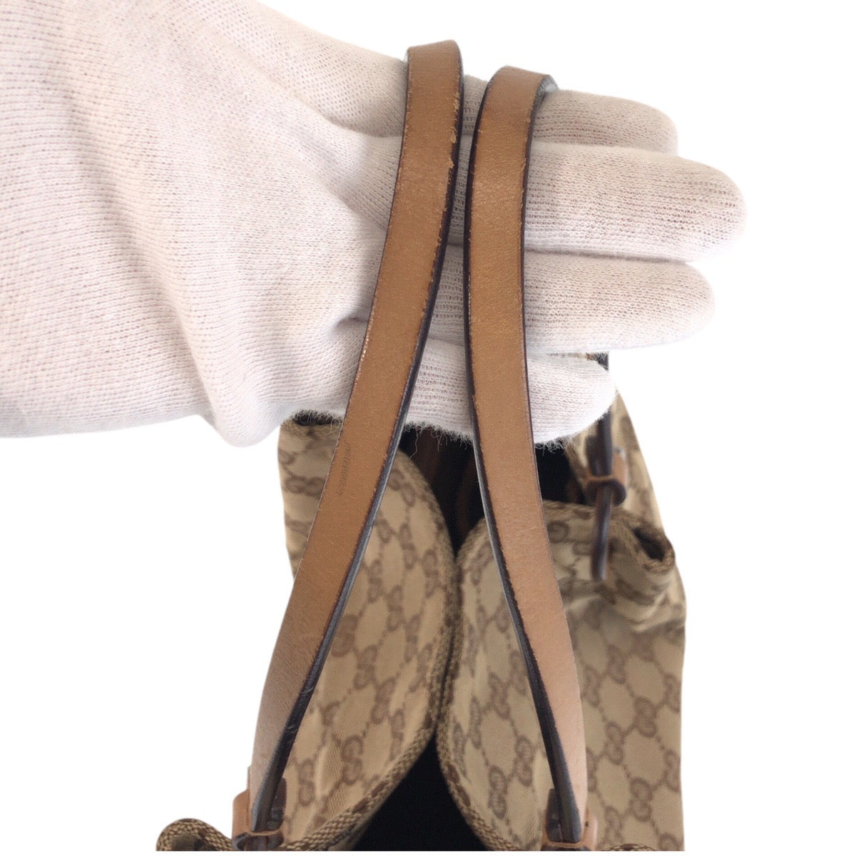 GUCCI Tote Bag 94898 GG canvas, leather Beige brown Tote Bag Shoulder Bag Women Used