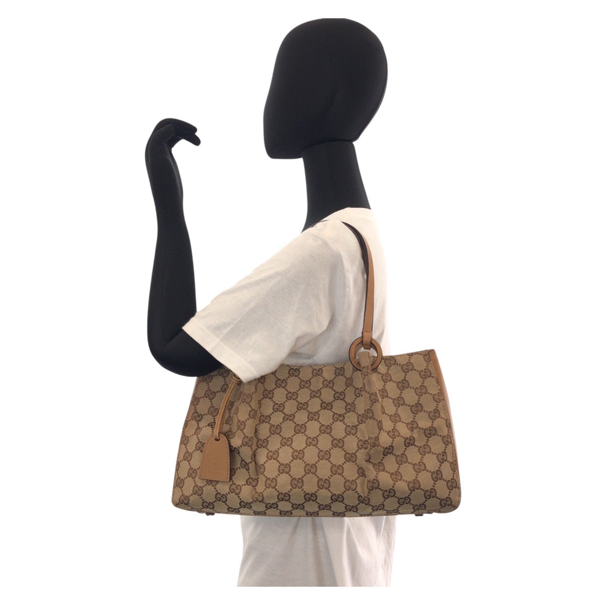 GUCCI Tote Bag 94898 GG canvas, leather Beige brown Tote Bag Shoulder Bag Women Used
